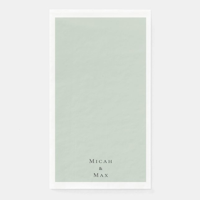 Sage Personalised Wedding  Napkin (Front)