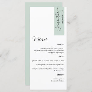 Sage Personalised with Guest Name Elegant Menu