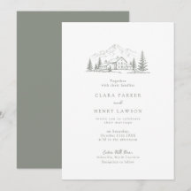 Sage Pine Mountain Lodge Wedding Invitation