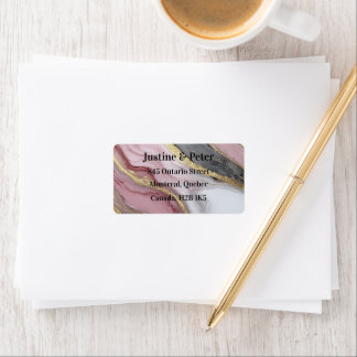 Sage Pink And Gold Agate Marble Label