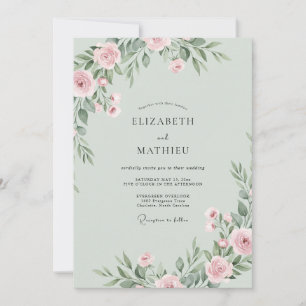 Sage Pink Ethereal Floral Wedding Invitation