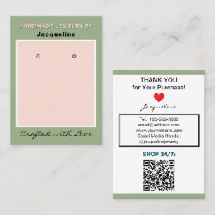 Sage Pink Jewelry Earrings Website QR Code Business Card