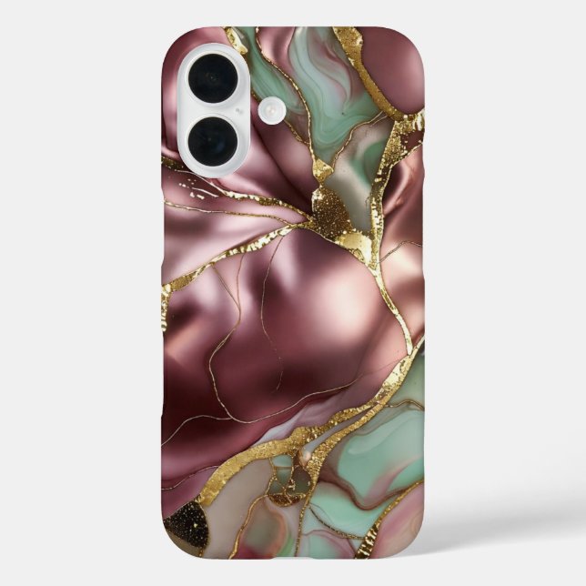 Sage Pink Marble Phone Case Gold Luxury (Back)