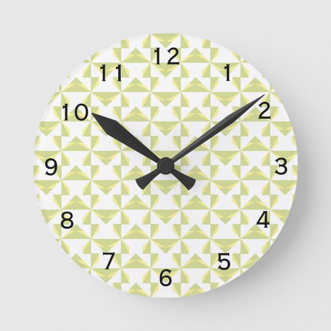 Sage Pinwheels Round Clock (Front)