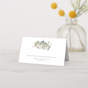 Sage Pumpkins Autumn Florals Names Date Wedding Place Card