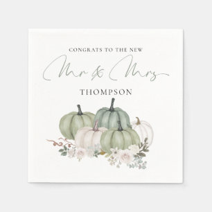 Sage Pumpkins Florals Congrats Mr Mrs Wedding  Napkin