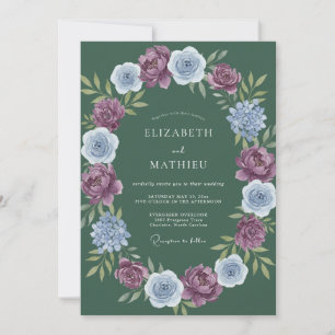 Sage Purple Watercolor Floral Wedding Invitation