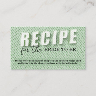 Sage Retro Elegant Recipe For The Bride-To-Be Enclosure Card
