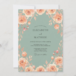 Sage Rose Botanical Romance Wedding Invitation