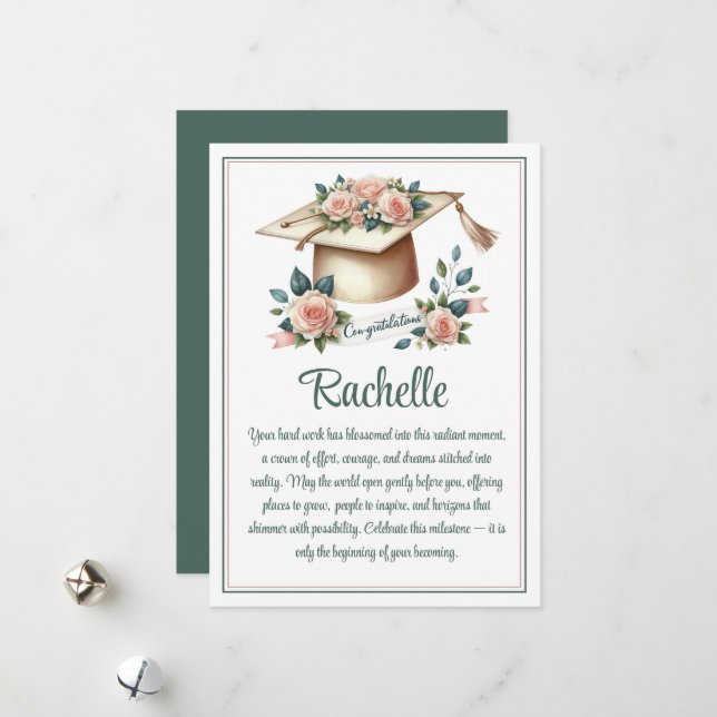 Sage & Rose Graduation Celebration Card (Front/Back In Situ)