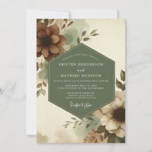 Sage Russet Bloom Wedding Invitation