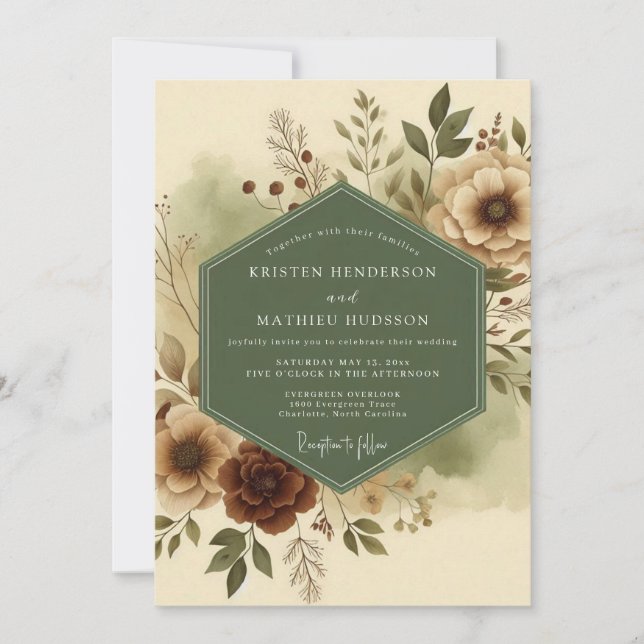 Sage Russet Earthy Wedding Invitation (Front)