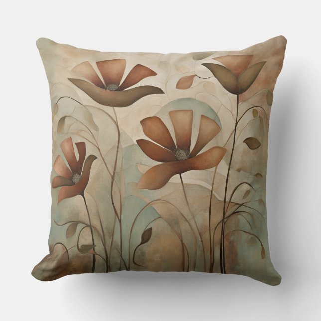 Sage Rust Decorative Floral Cushion (Front)
