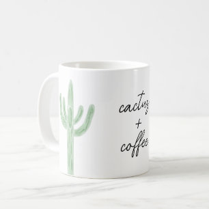 Sage Saguaro Cactus Plus Coffee Watercolor Mug