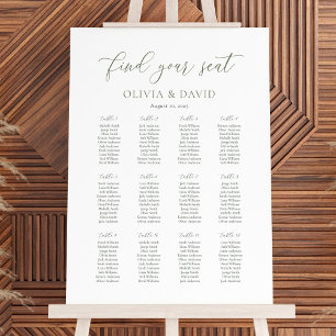 Sage Script Colour 12 table Wedding Seating Chart