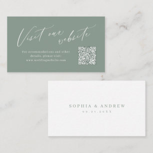 Sage script minimalist QR code website Insert card