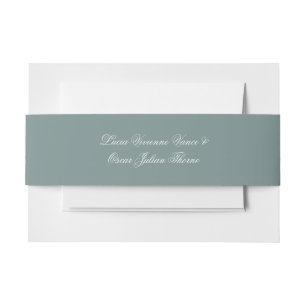 Sage Script Wedding Invitation Belly Band