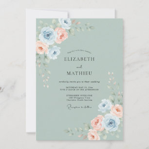 Sage Serene Floral Wedding Invitation