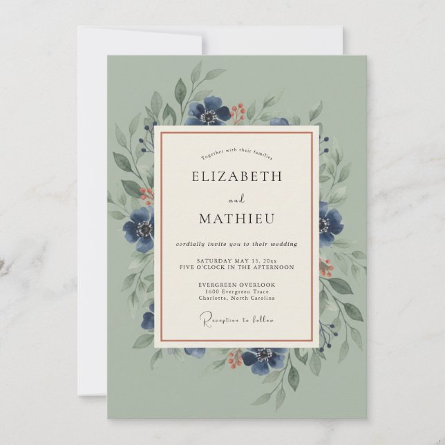 Sage Serene Nature Wedding Invitation (Front)