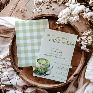 Sage She Found Her Perfect Matcha Bridal Shower Invitation