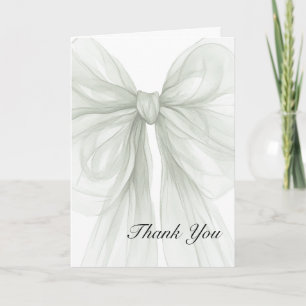 Sage Sheer Bow Elegant Thank You Card