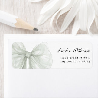 Sage Sheer Bow Minimal Return Label Return Address Label