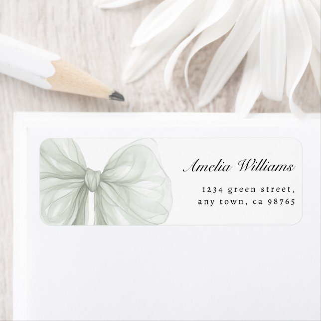 Sage Sheer Bow Minimal Return Label Return Address Label (Insitu)