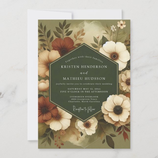 Sage Sienna Autumnal Wedding Invitation (Front)