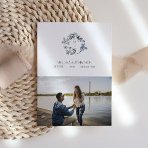 Sage Silver Green Floral Add Image Save The Date