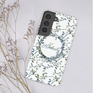 Sage Silver Green Floral Samsung Galaxy Case