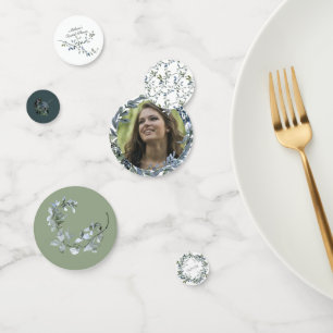 Sage Silver Green Floral Wedding Confetti