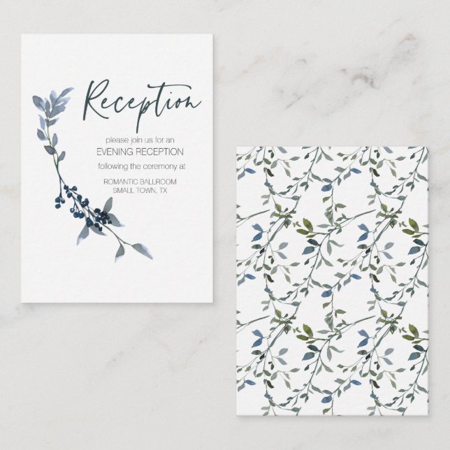 Sage Silver Green Floral Wedding Enclosure Card (Front/Back)