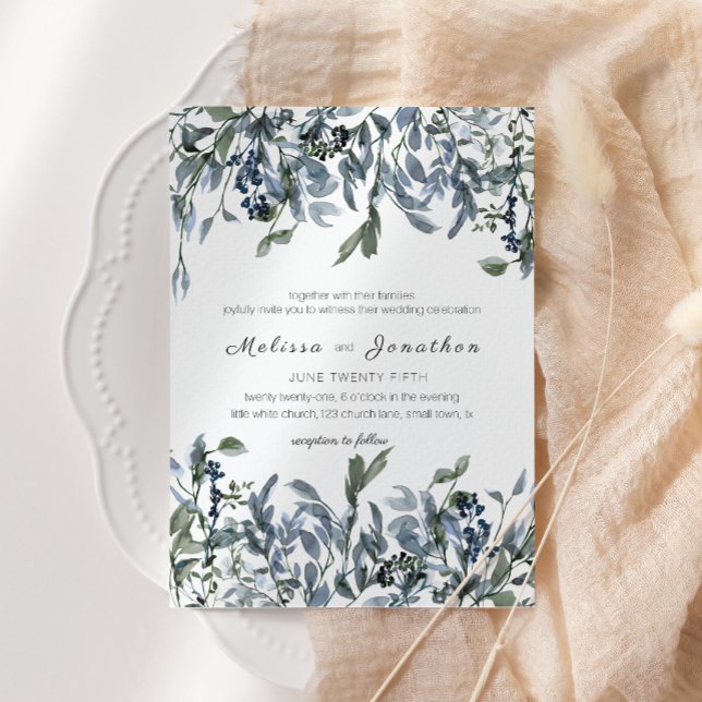 Sage Silver Green Floral Wedding Invitation (Creator Uploaded)