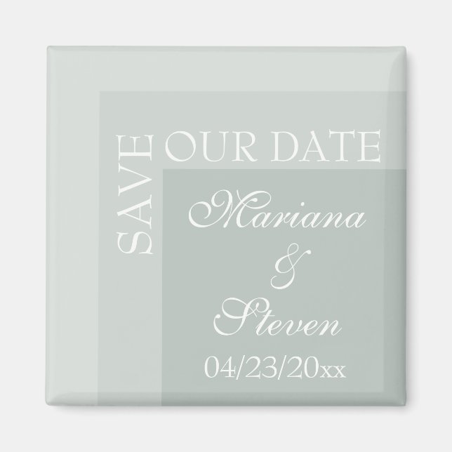 Sage Simple Modern Chic Script Wedding Magnet (Front)