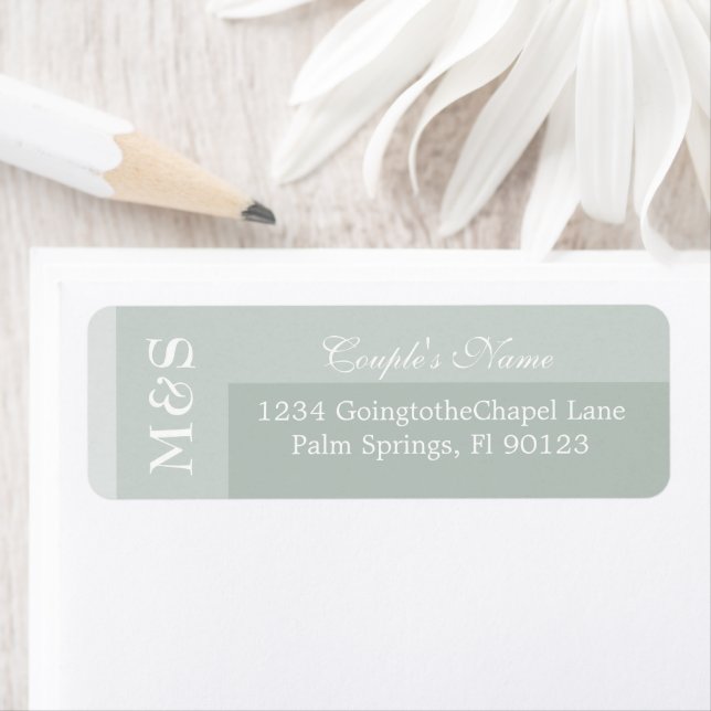 Sage Simple Modern Chic Script Wedding Return Address Label (Insitu)