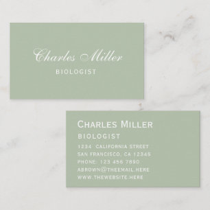  Sage Simple Modern Green White Elegant Script Business Card