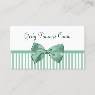 Sage Stripe Bow Boutique Business Card