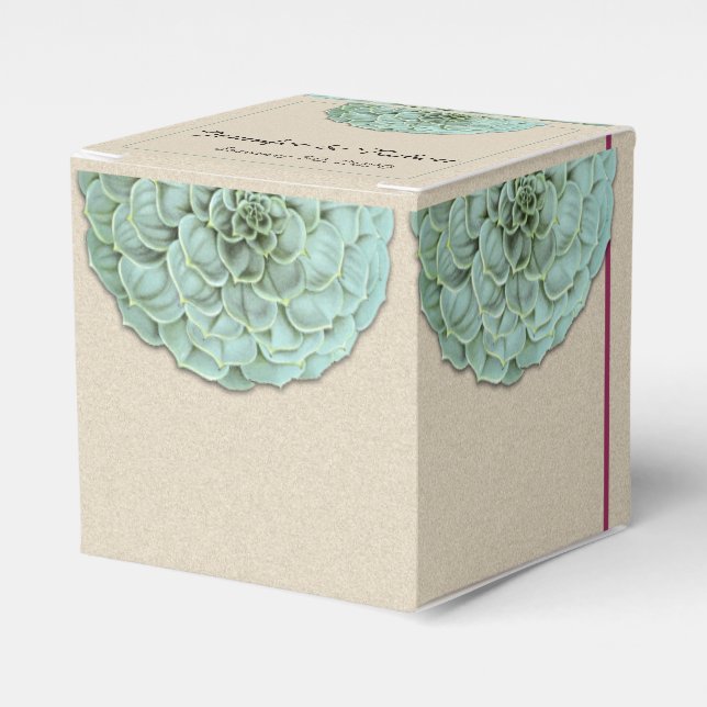 Sage Succulent Wedding Favour Box (Front Side)