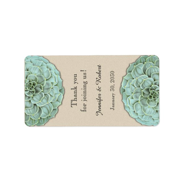 Sage Succulent Wedding Lip Balm Label (Front)