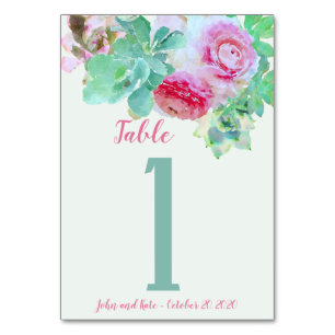 Sage Succulents and Pink Ranunculas Table Number