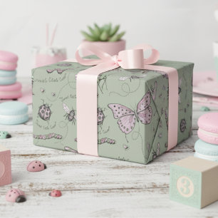 Sage Sweet Little Critter Feminine Blush Pink  Wrapping Paper