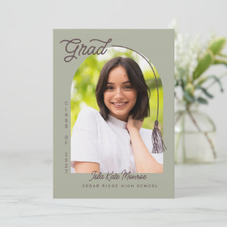 Sage Tassel Grad Announcement with Photo