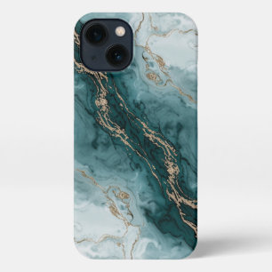 Sage Teal & Gold Marble Phone Case