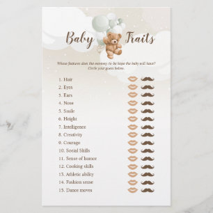 Sage Teddy Bear Baby Traits Game Flyer