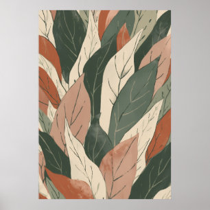 Sage Terracotta Layered Leaf Botanical Art Poster