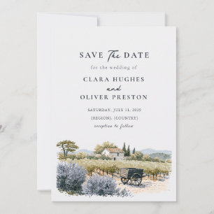 Sage Terracotta Vine Rows Provence Wedding Save The Date