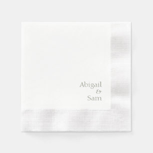 Sage Text Personalised White Coined Wedding Napkin