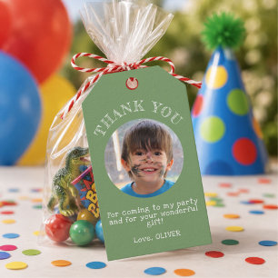 Sage Thank you Birthday Boy Photo Gift Tags