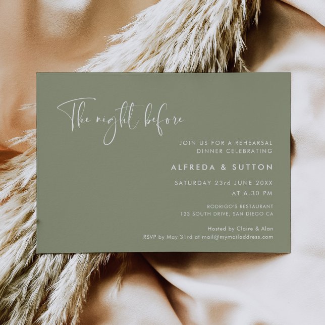 Sage The night before dinner rehearsal dinner Invitation (Creator Uploaded)