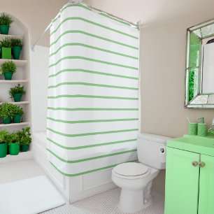 Sage thin lines stripes Pattern Shower Curtain